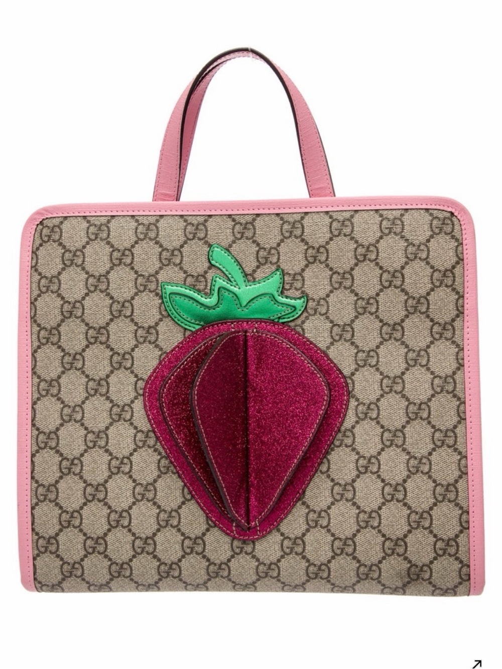 Gucci Girl’s GG Supreme Strawberry Tote Bag